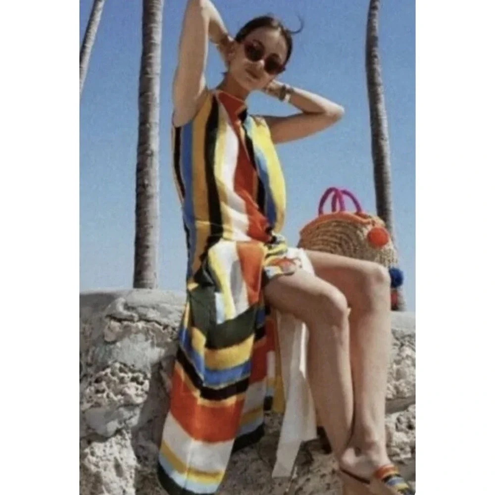 Tory‎ Burch Bettina Dress Balloon  Stripe 2 NWT Button Multiway XS  $698 NWT